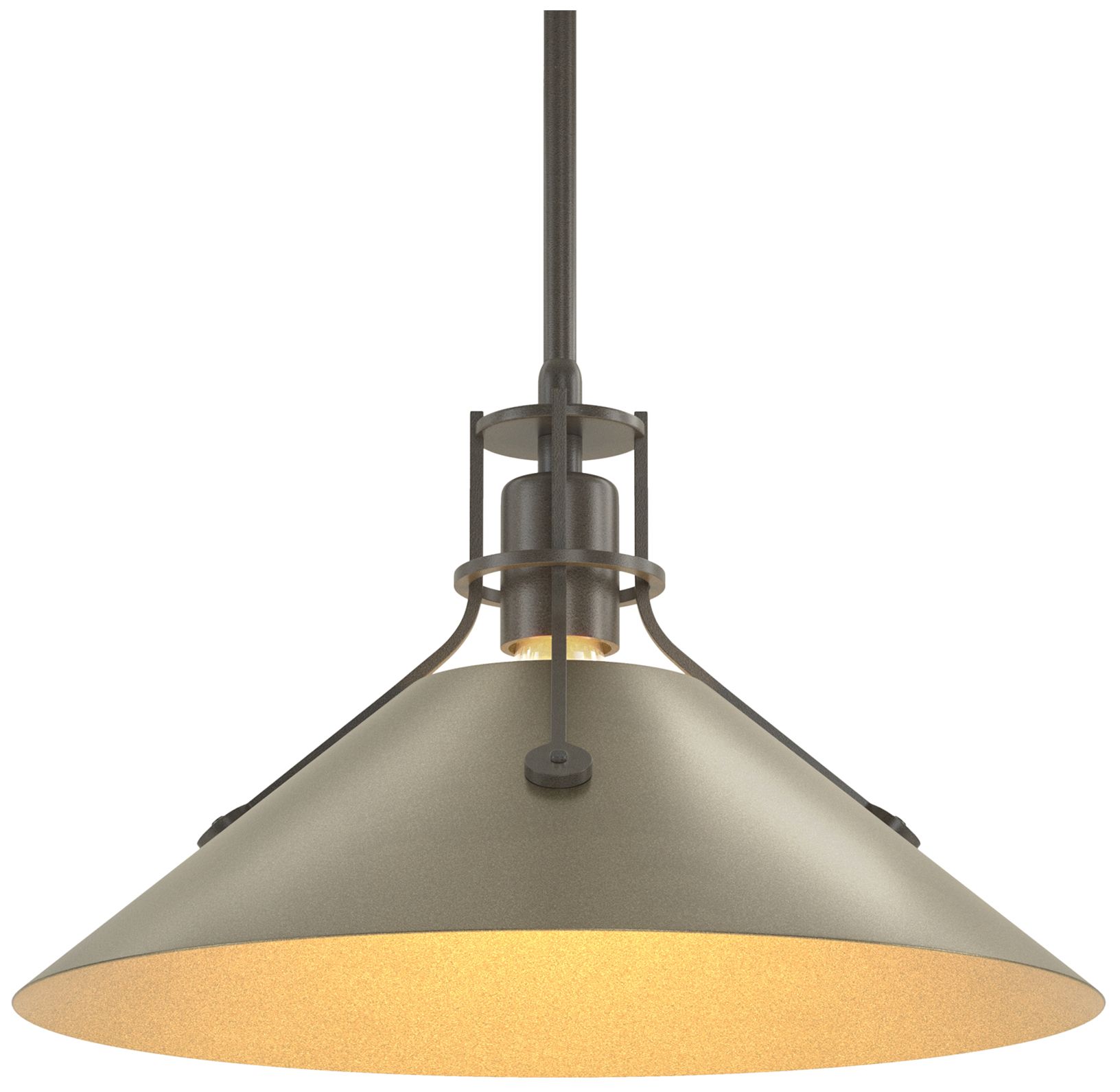 Henry Medium Steel Shade Pendant - Dark Smoke - Gold