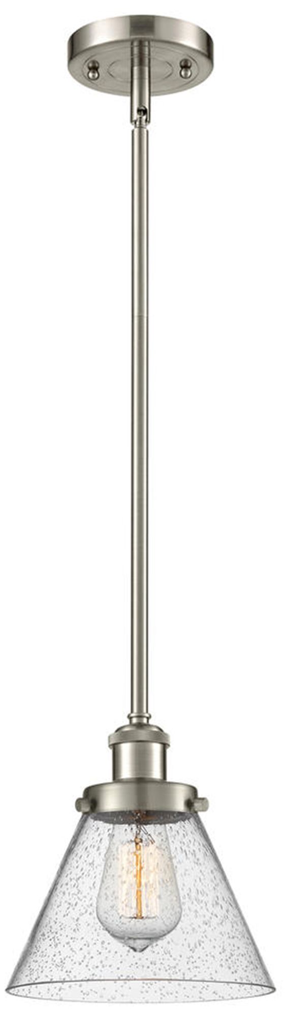 Ballston Urban Cone 10" Nickel LED Stem Hung Mini Pendant w/ Seedy Sha