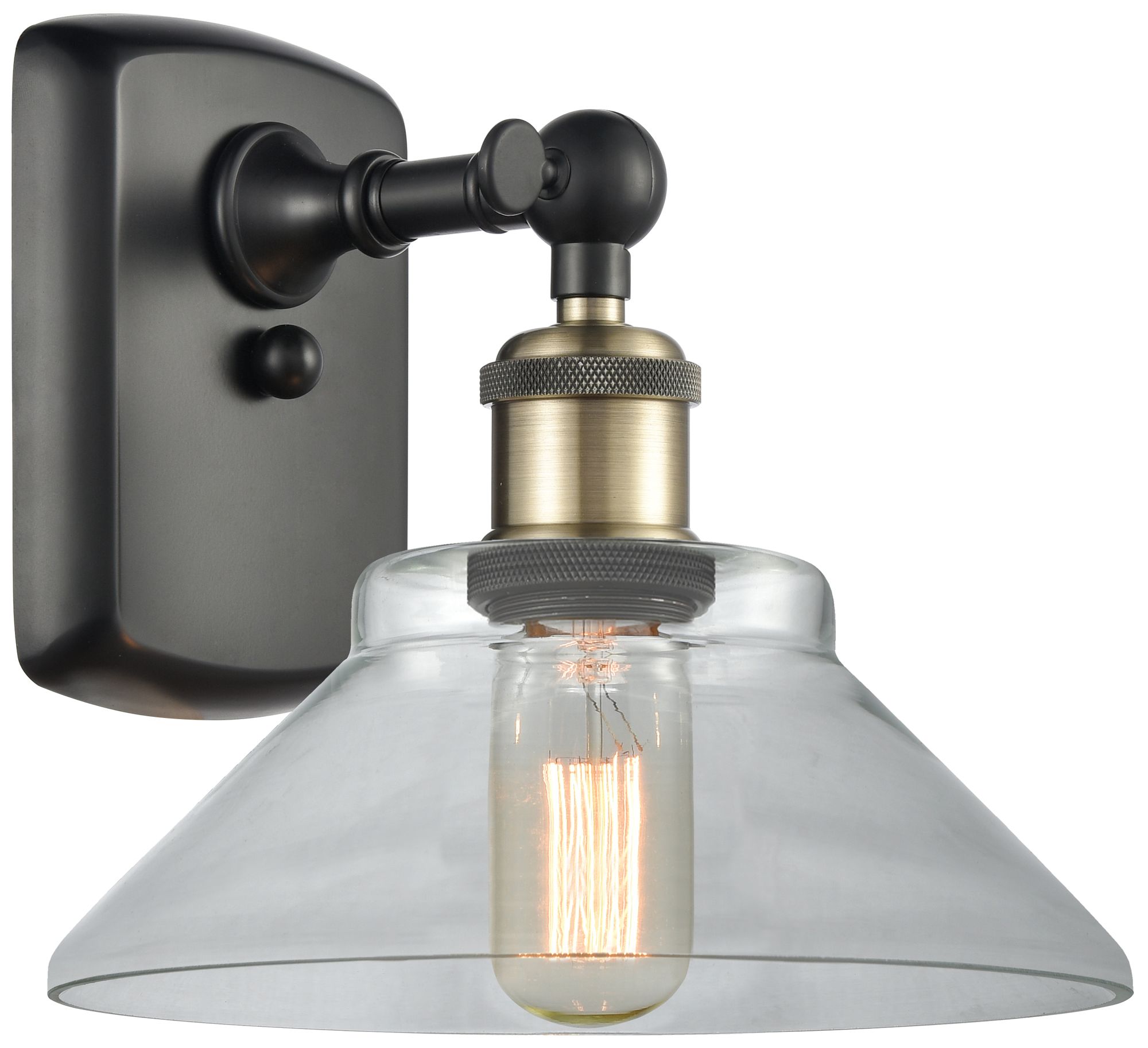 Orwell 8" LED Sconce - Black Brass Finish - Clear Shade