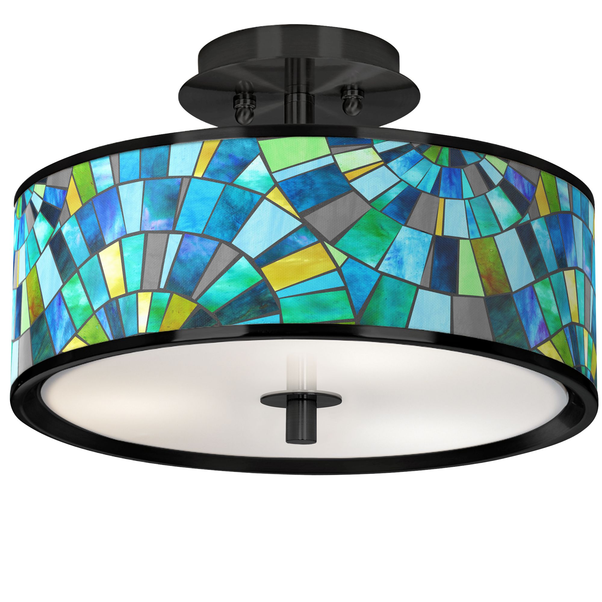 Lagos Mosaic Black 14" Wide Ceiling Light