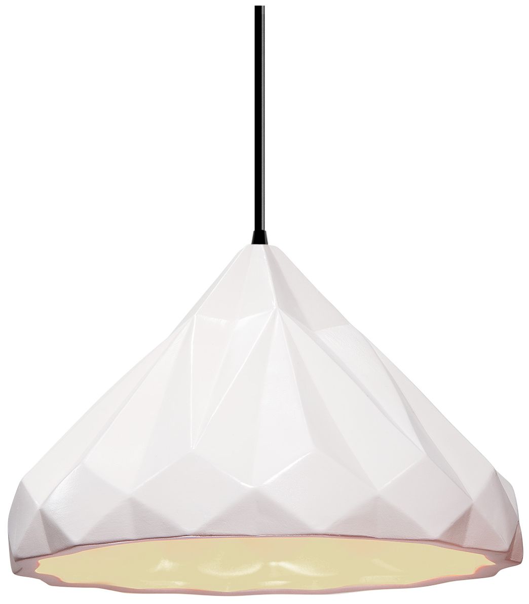 Radiance Geometric 12" Gloss White & Matte Black Pendant