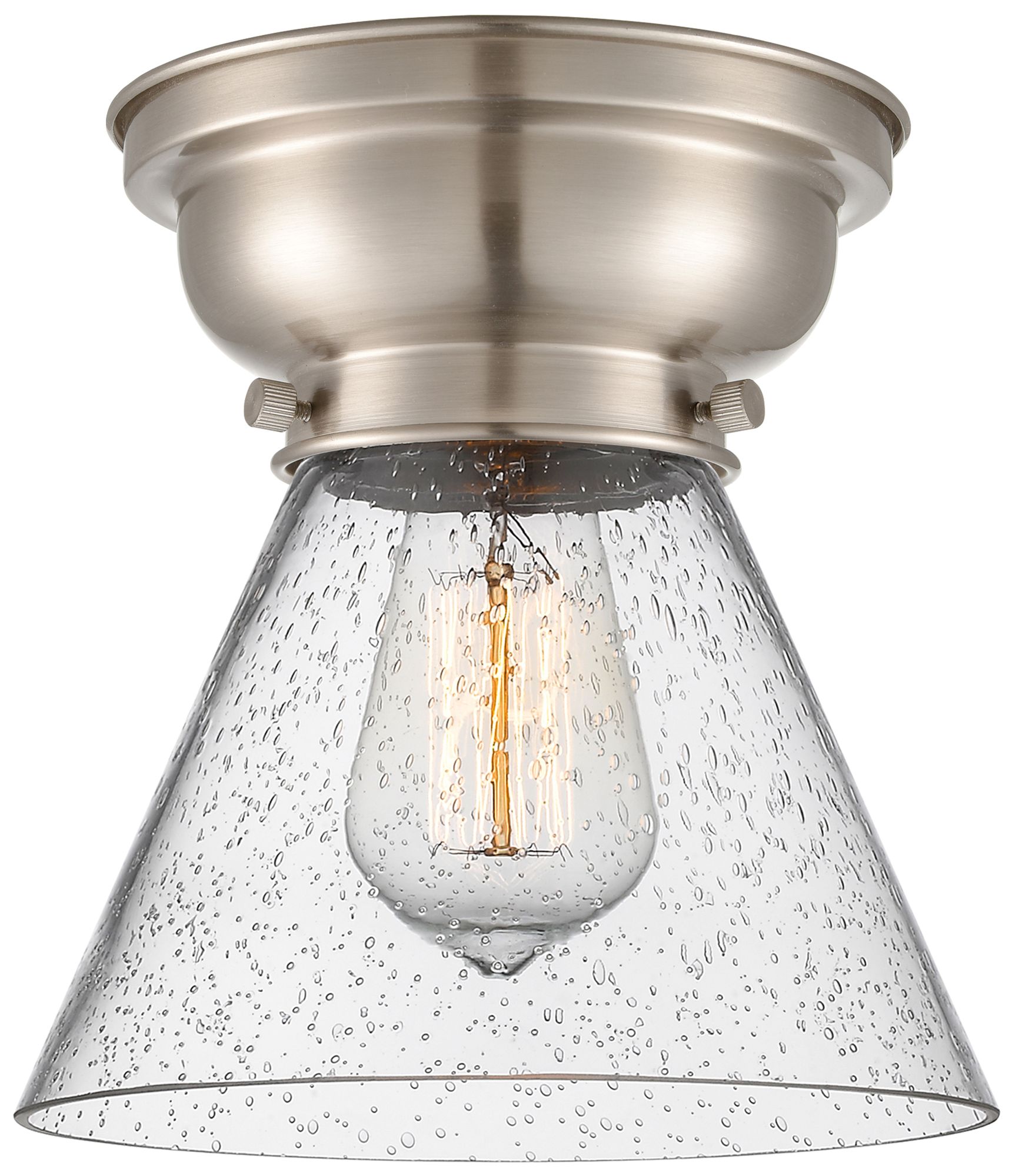 Aditi Cone 8" LED Flush Mount - Brushed Satin Nickel - Seedy Shade