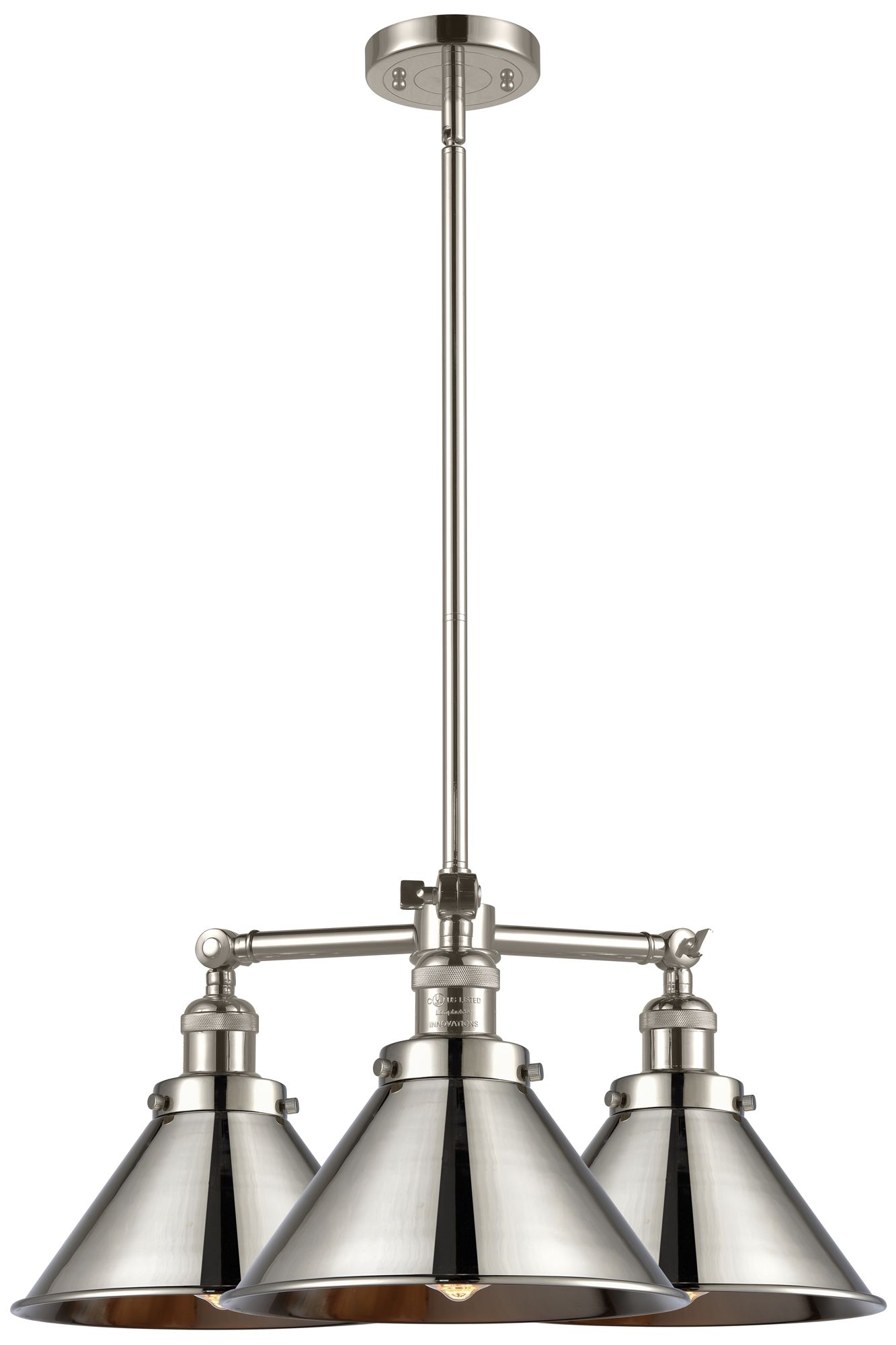 Briarcliff 24"W 3 Light Polished Nickel Chandelier w/ Polished Nickel