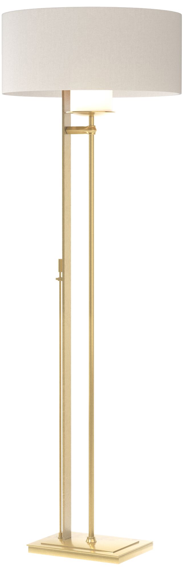 Rook 60" High Modern Brass Floor Lamp With Light Grey Shade