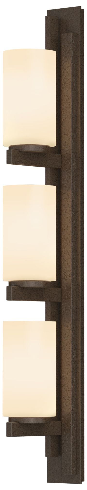 Ondrian 26.9"H 3 Light Vertical Right Bronze Sconce w/ Opal Glass Shad