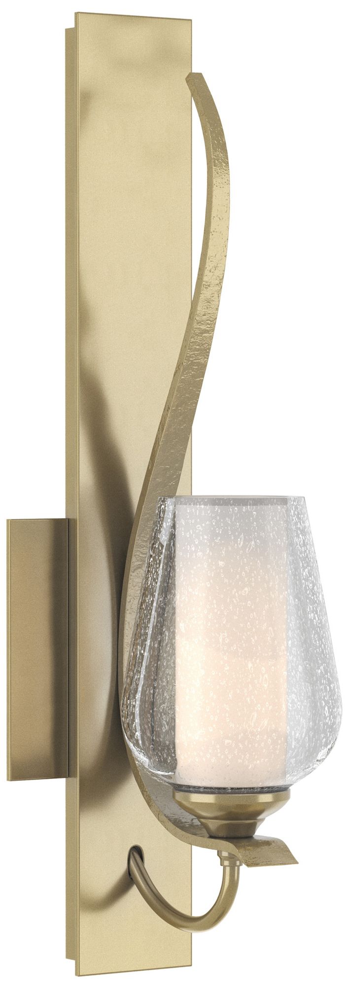 Flora Low Sconce - Modern Brass - Opal and Seeded Glass