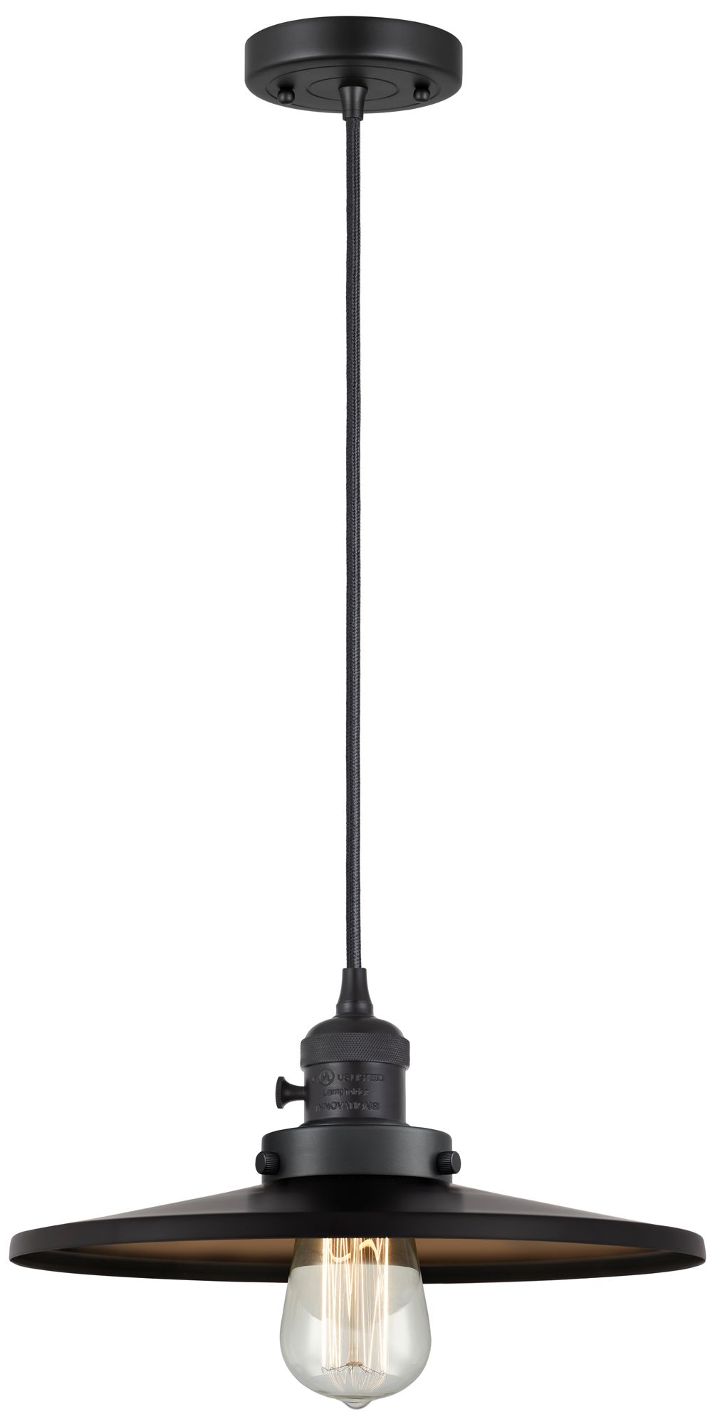 Franklin Appalachian 12"W Matte Black Corded Mini Pendant w/ Black Sha