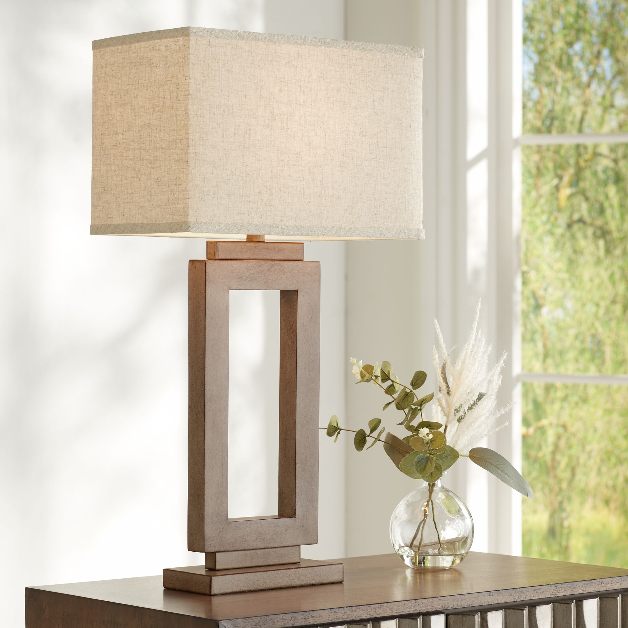 360 Lighting Nigel Open Window Sand Finish Modern Table Lamp