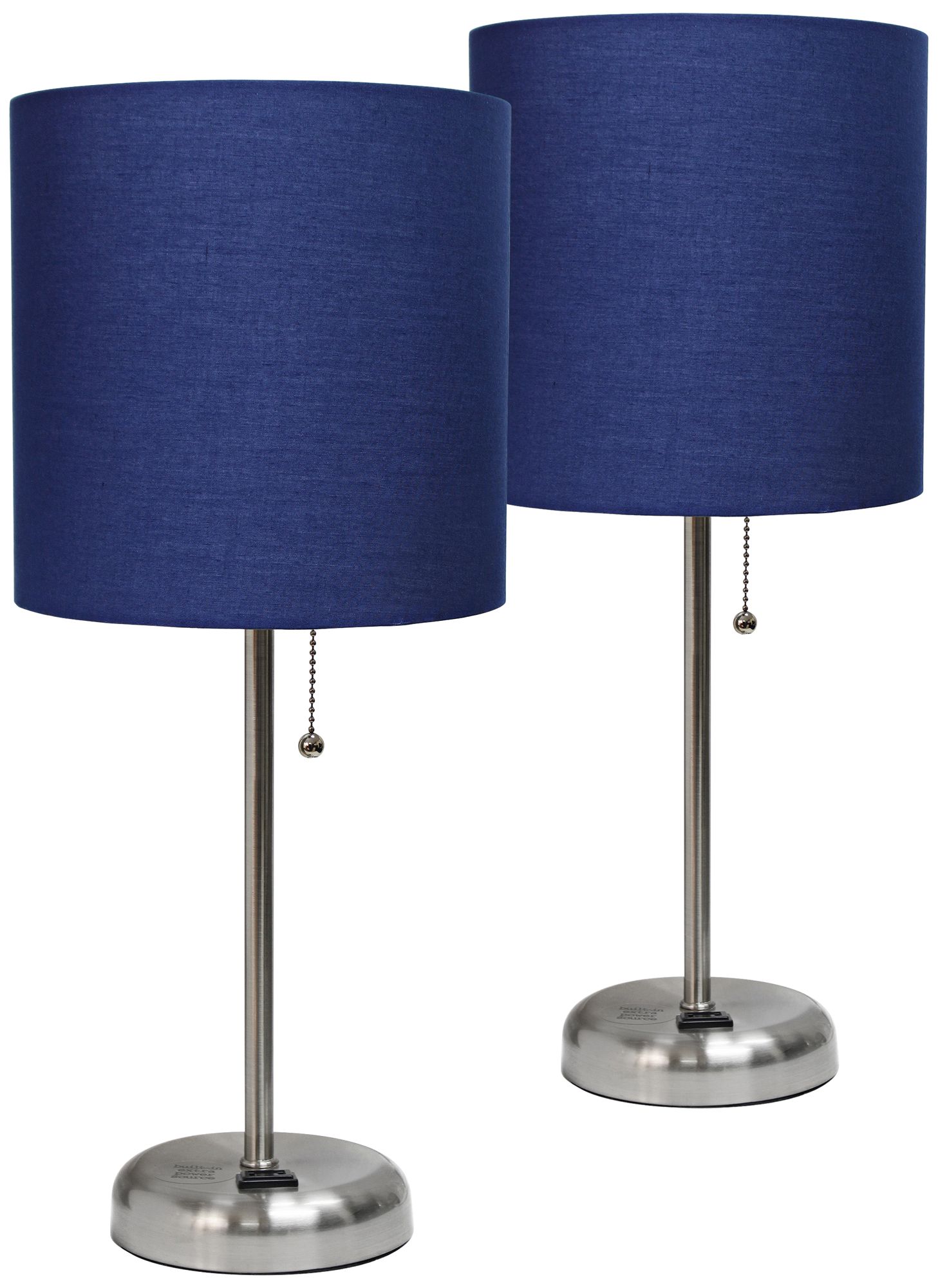 LimeLights 19 1/2" Steel Navy Accent Table Lamps Set of 2