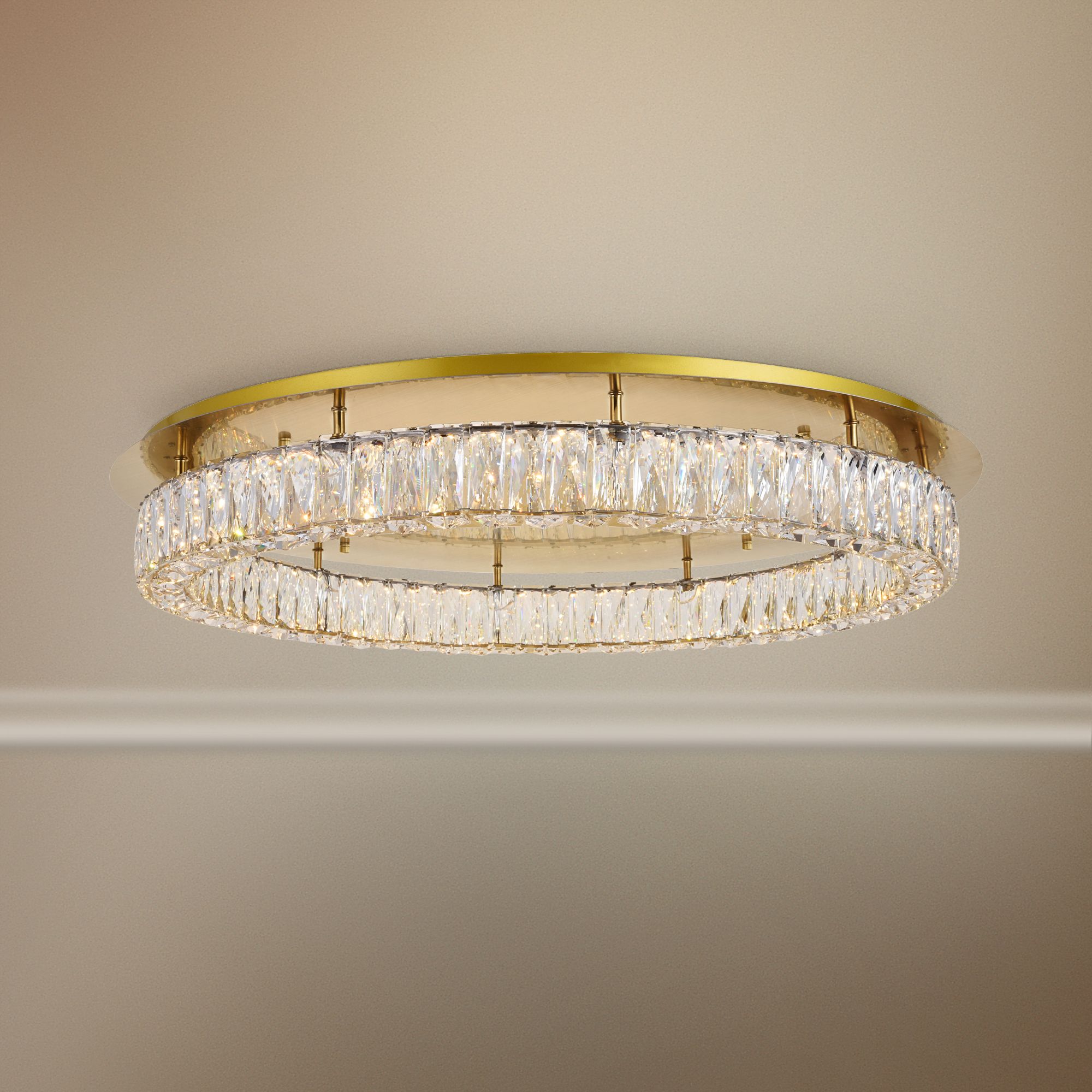 Monroe 34" Wide Gold and Crystal LED Ceiling Light