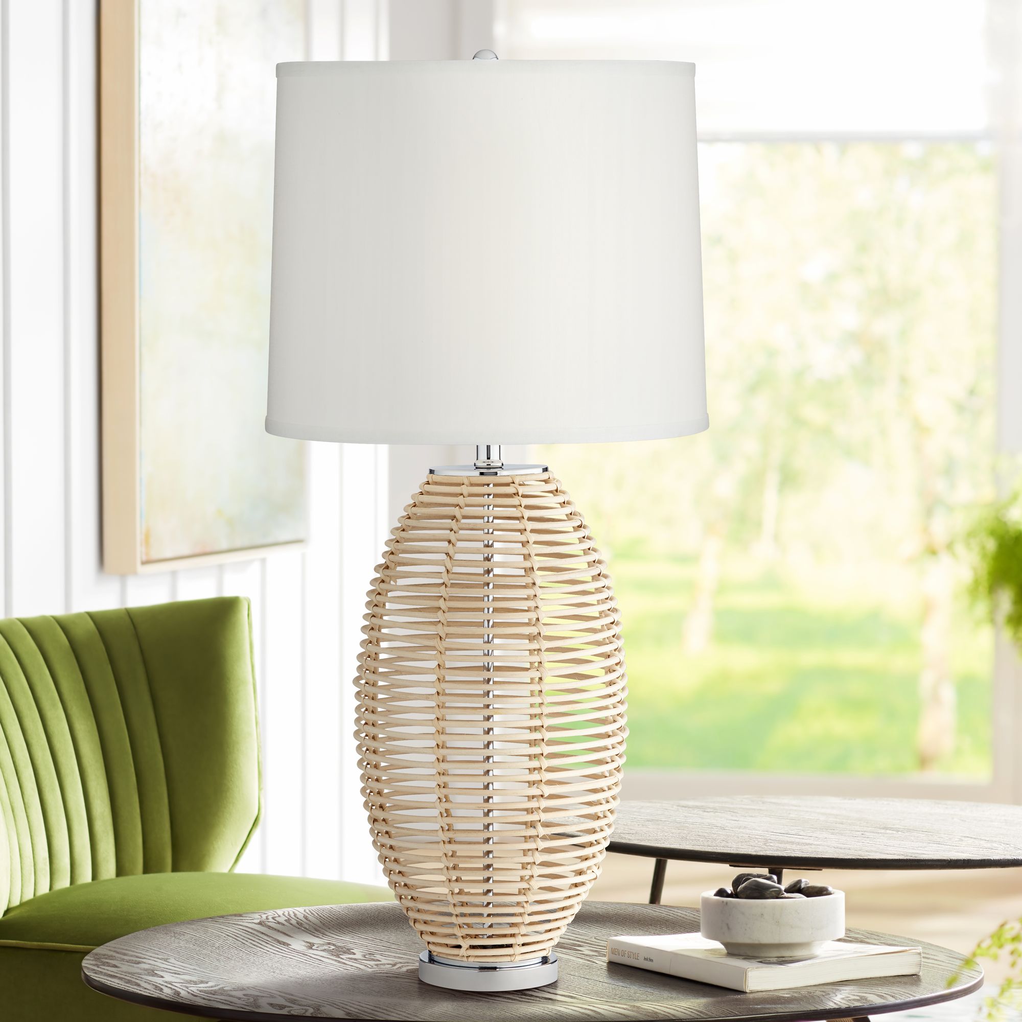 Knoll Natural Rattan Basket Table Lamp