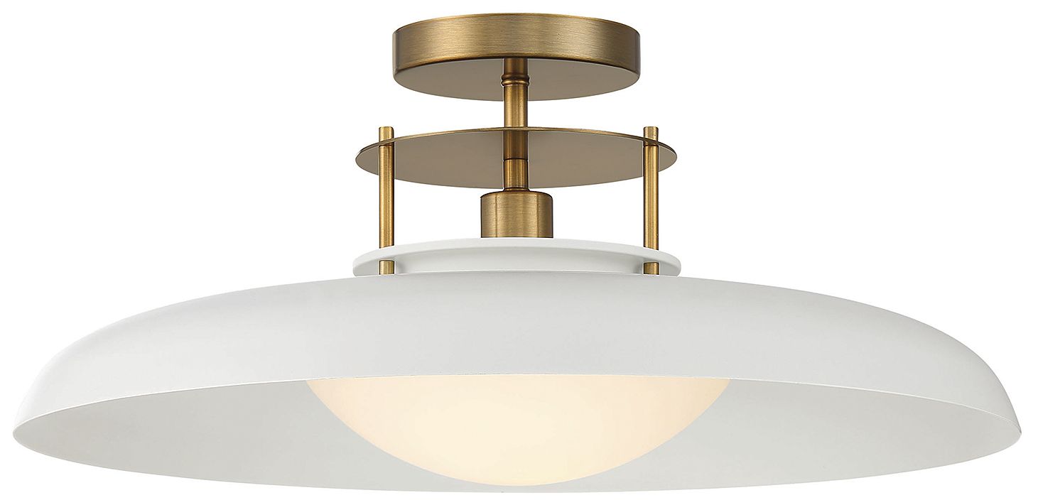 Savoy House Gavin 20" White & Warm Brass Accents 1-Light Ceiling L