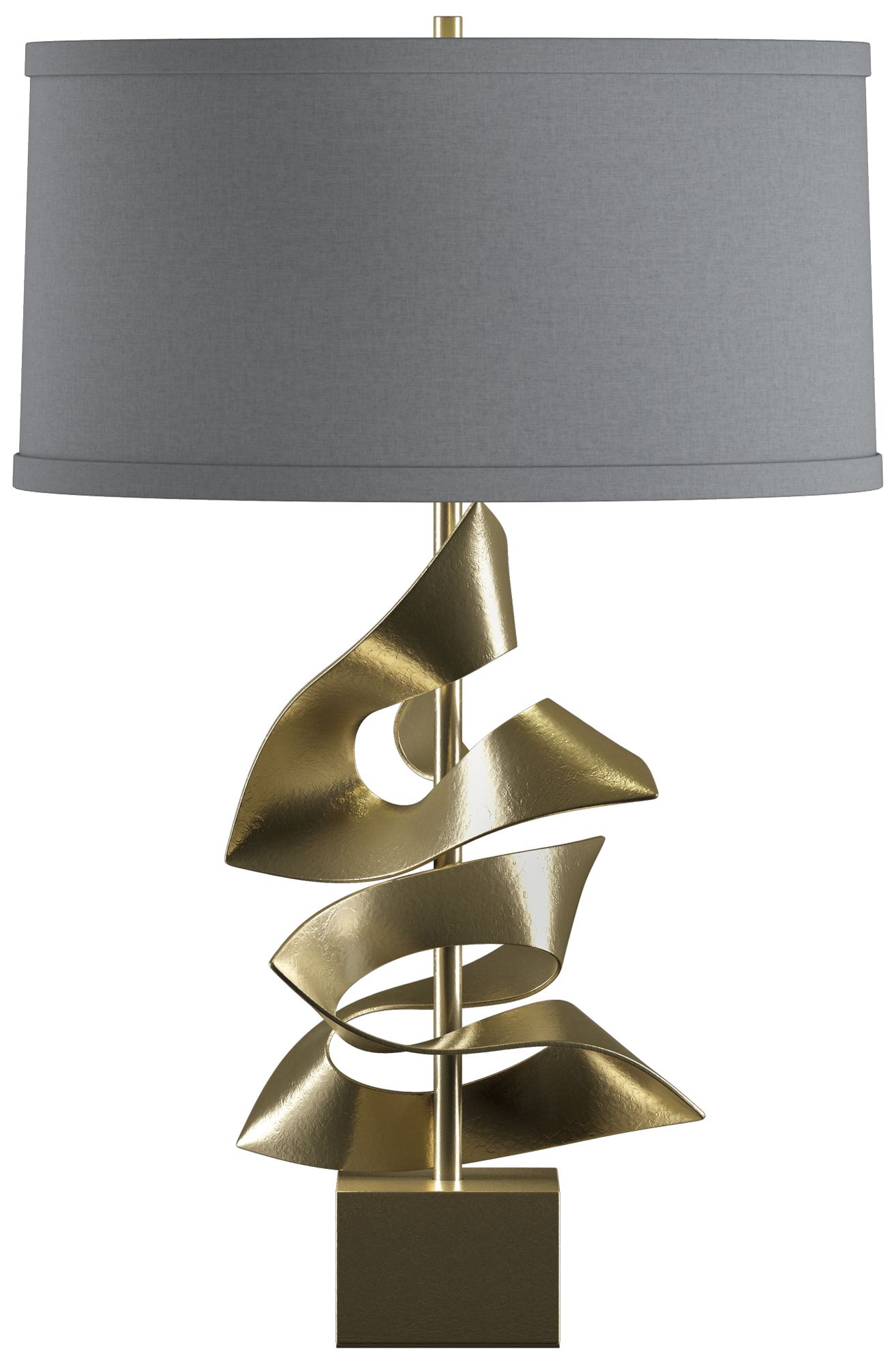 Gallery 24.7"H Modern Brass Twofold Table Lamp With Medium Grey Shade