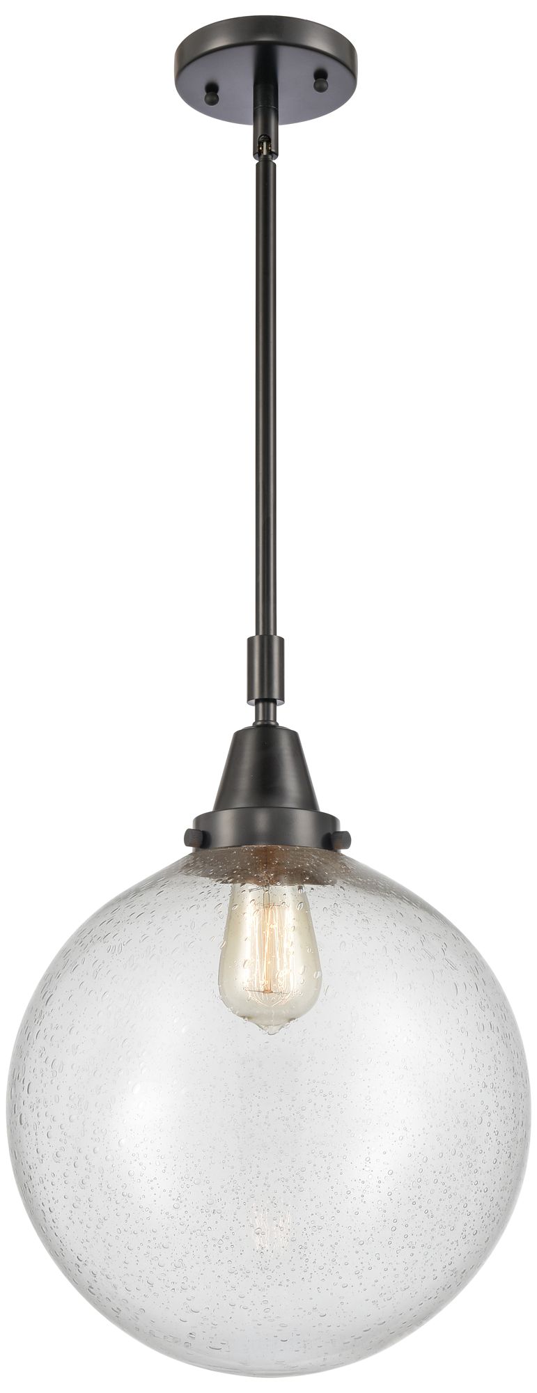 Caden Beacon 12" Wide Matte Black Stem Hung Mini Pendant w/ Seedy Shad