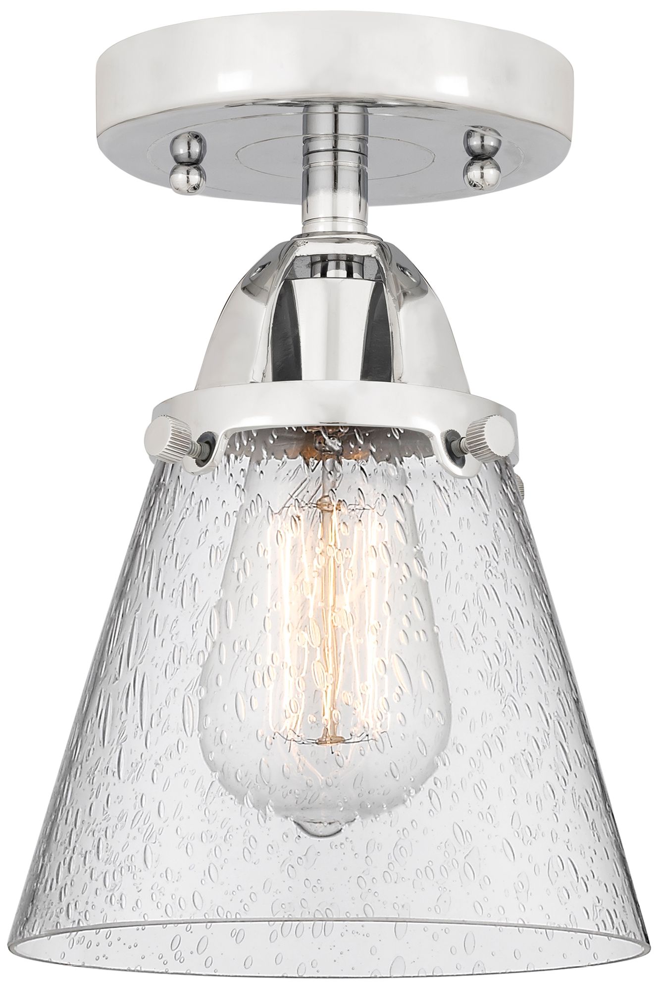 Nouveau 2 Cone 6" Semi-Flush Mount - Polished Chrome - Seedy Shade