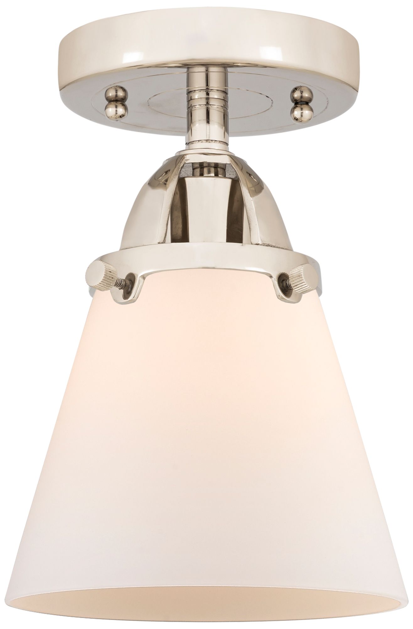 Nouveau 2 Cone 6" Semi-Flush Mount - Polished Nickel - Matte White