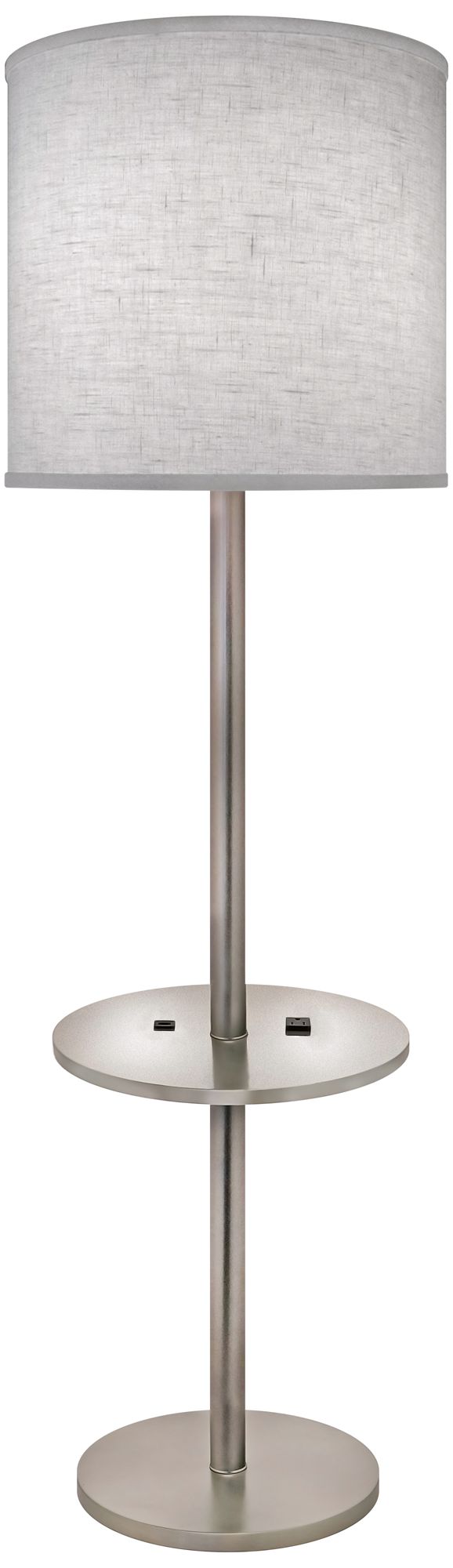 Stiffel Sarrum Satin Nickel Tray Table USB Floor Lamp