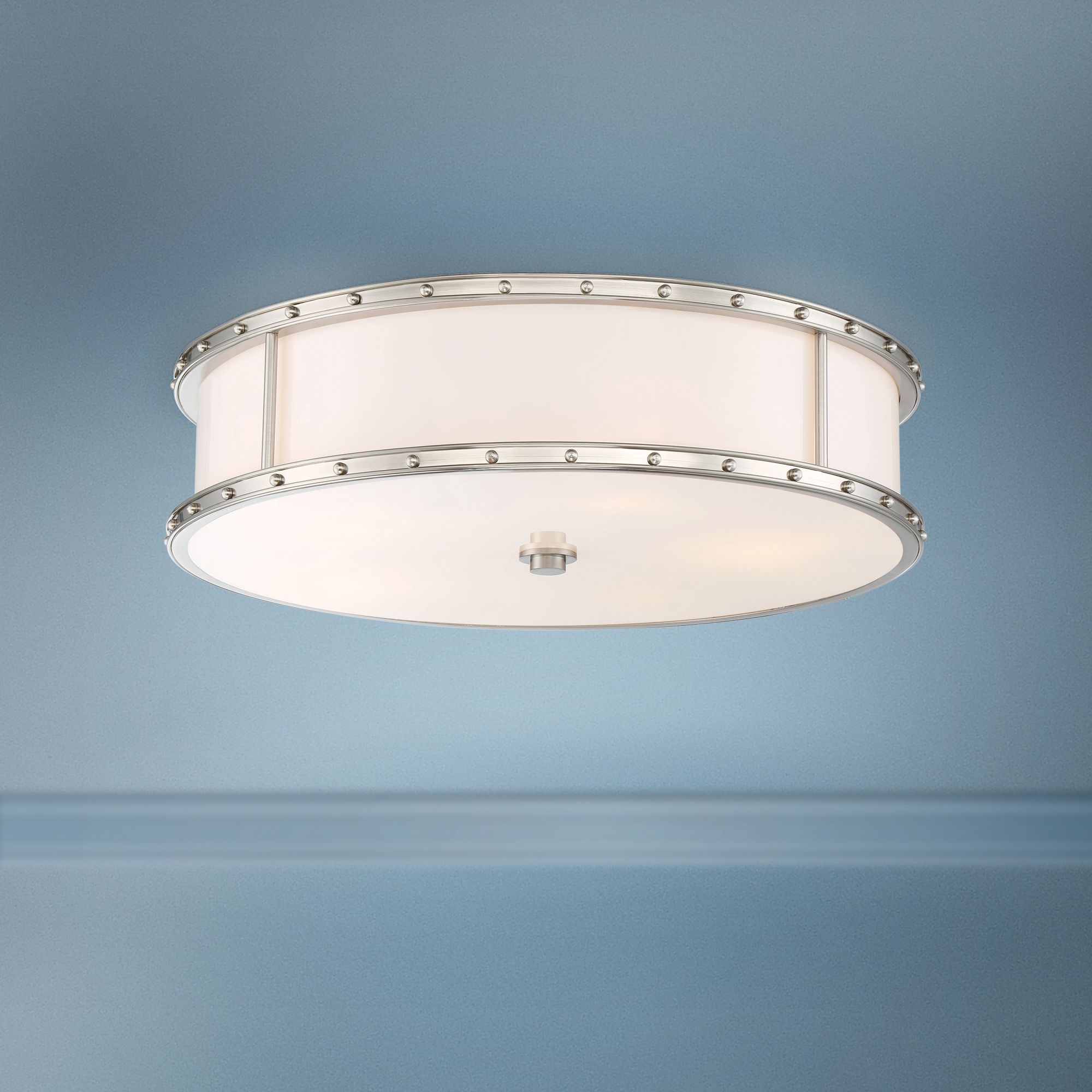 Flush Mount 20 1/4"W Brushed Nickel Drum LED Ceiling Light