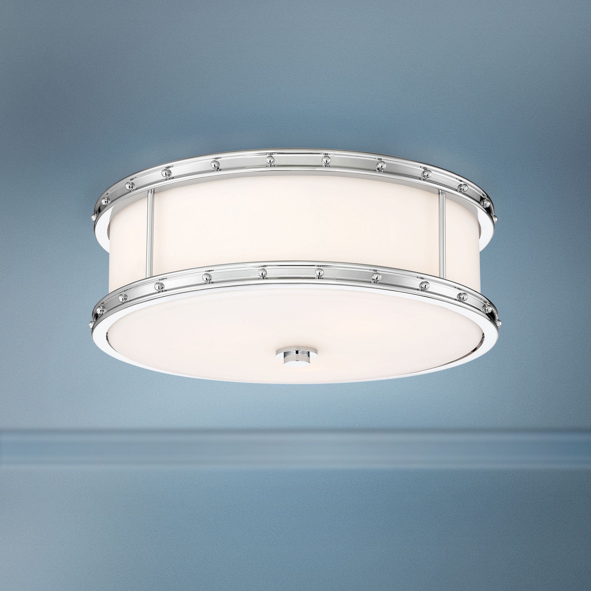 Flush Mount 15 1/2" Wide Chrome Drum LED Ceiling Light