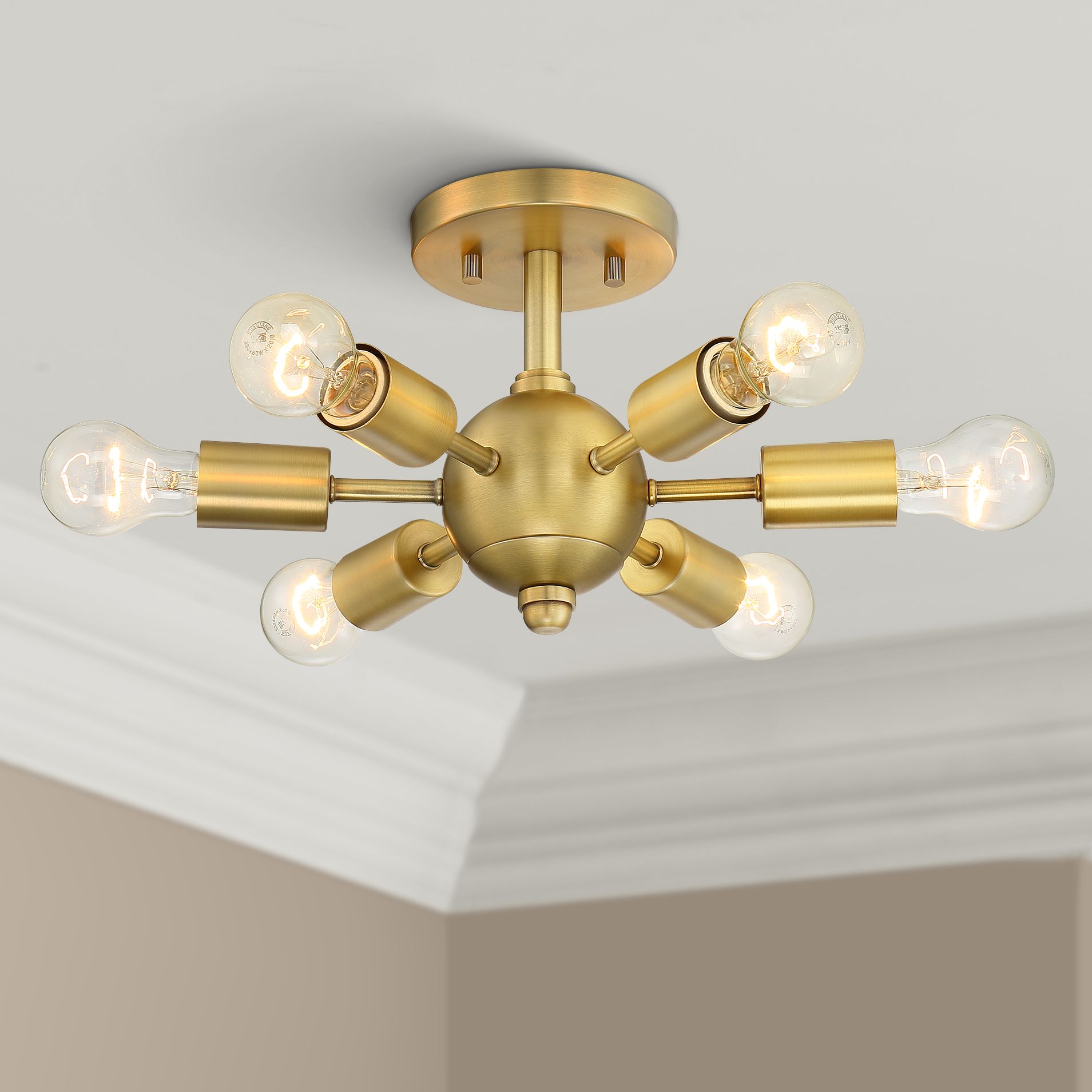 Possini Euro Bestla 13" Wide Antique Brass 6-Light Ceiling Light