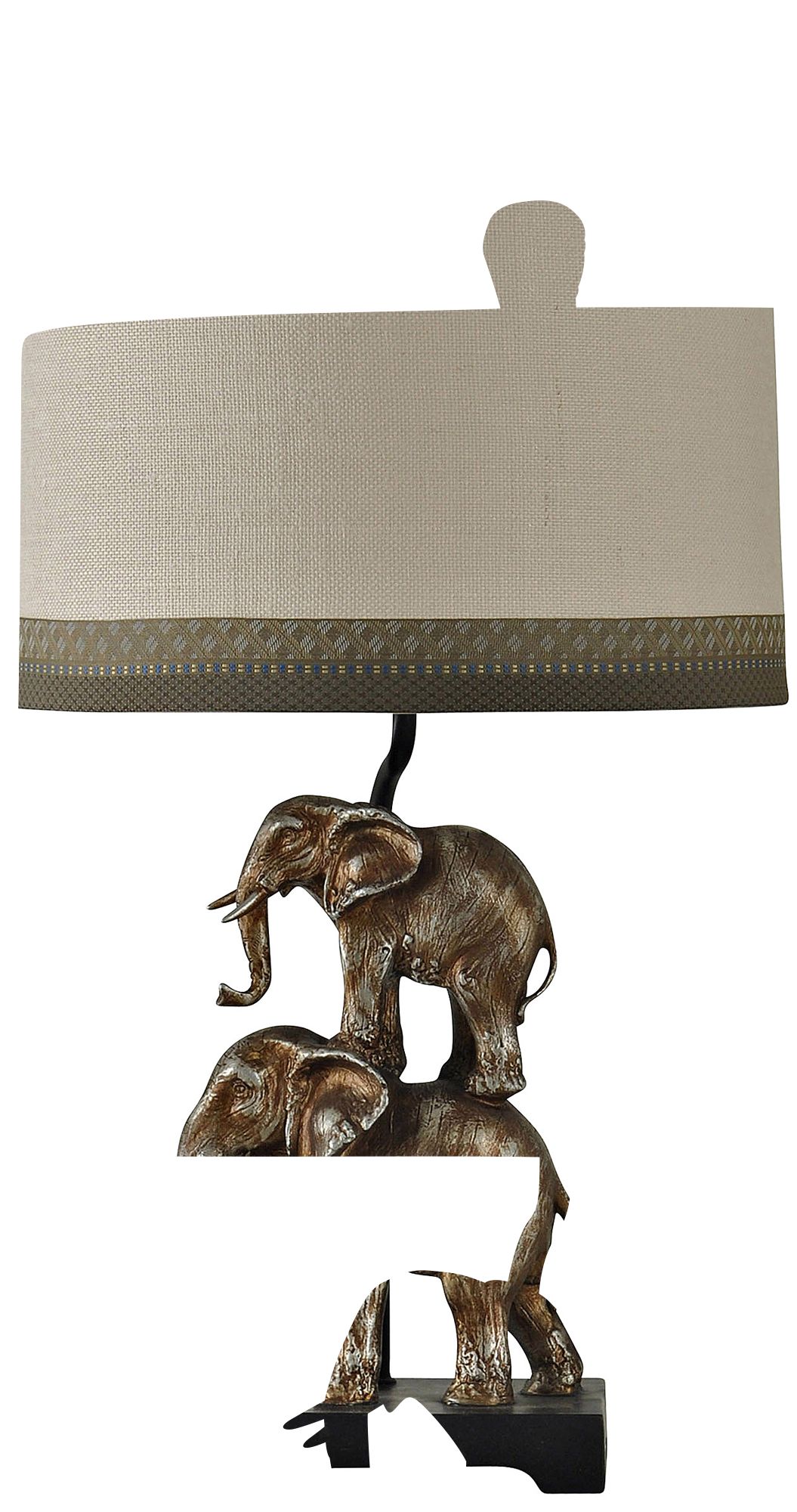 Kolkata Table Lamp - Antique Silver Finish - Taupe Hardback Fabric Shade