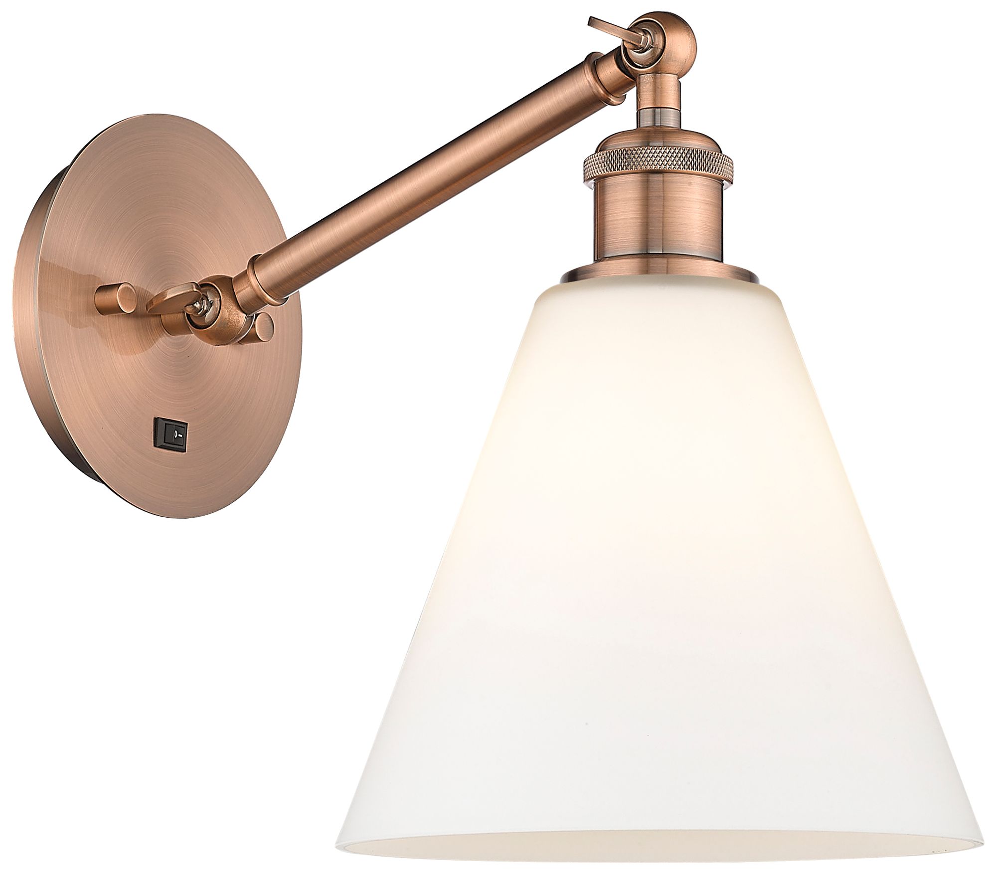 Ballston Berkshire Glass 8" LED Sconce - Copper Finish - Matte White S