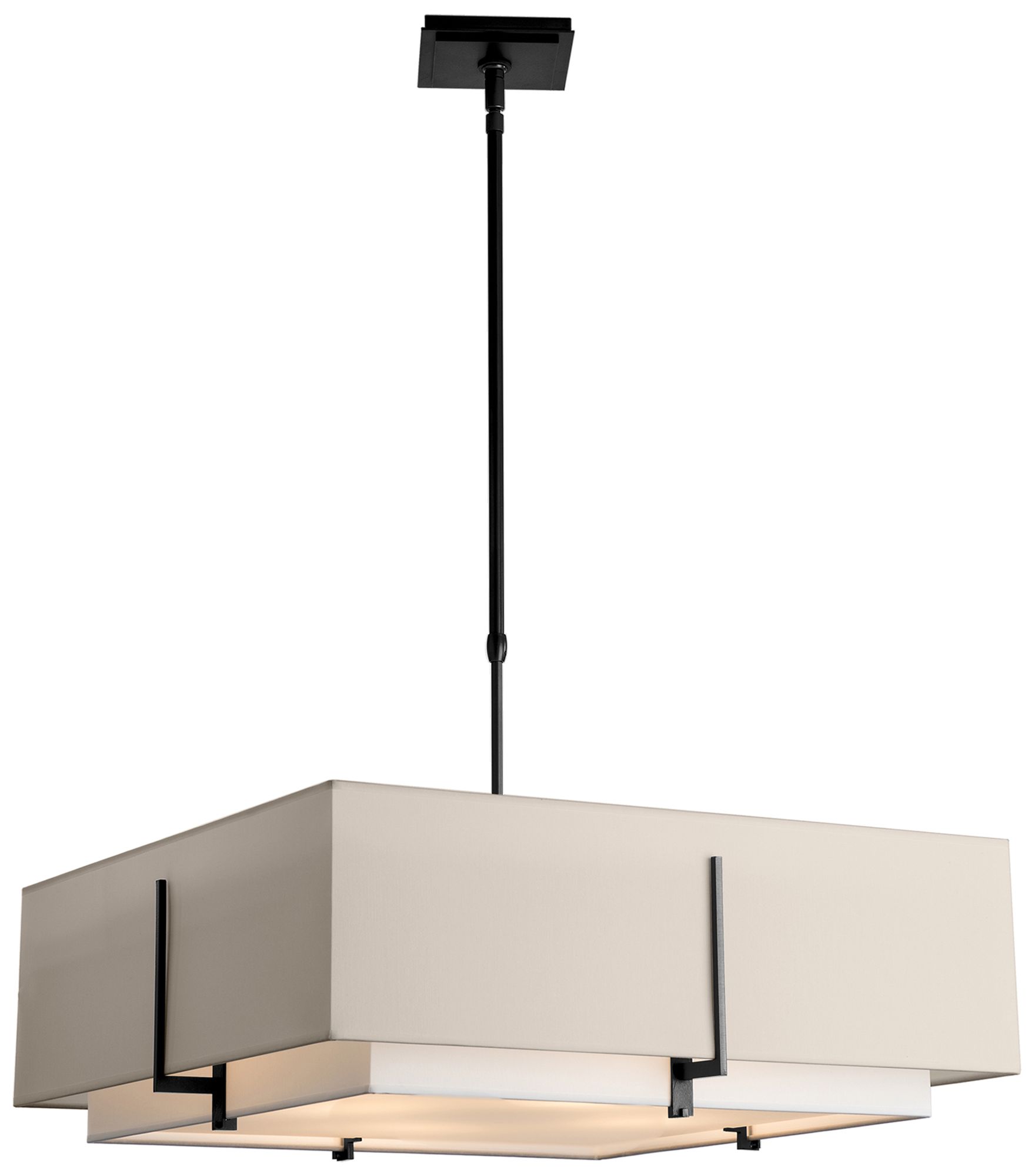 Exos Square Large Double Shade Pendant - Black - Natural Shades - Standard