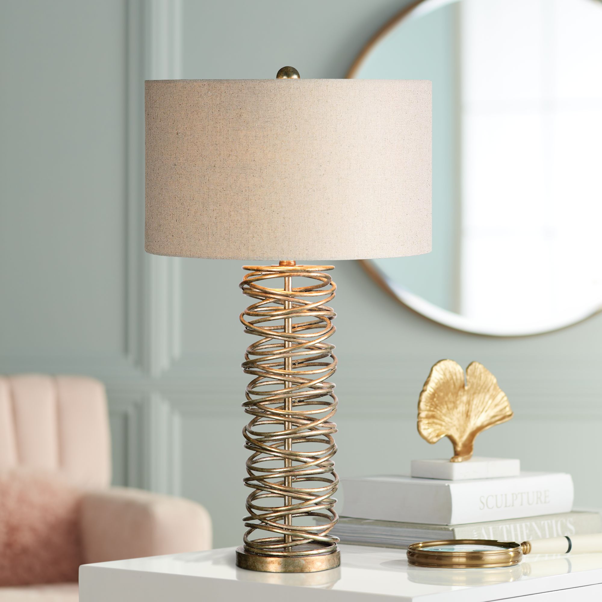 Uttermost Amarey Metal Rings Modern Column Table Lamp