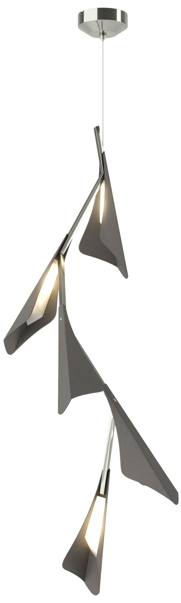 Plume 15"W 5-Light Iron and Sterling Standard LED Pendant