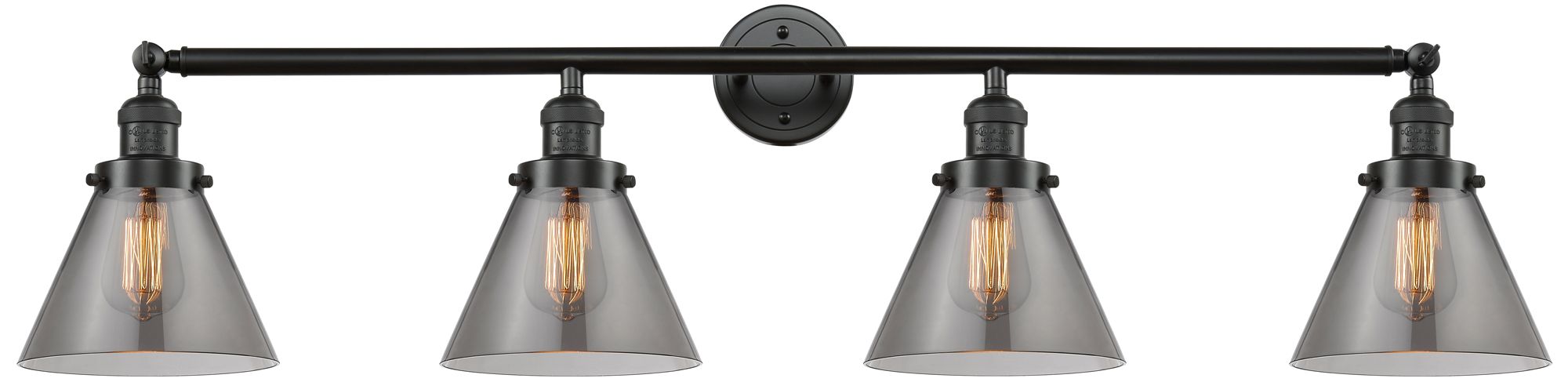 Cone 4 Light 44" Bath Light - Oil Rubbed Bronze - Plated Smoke Shade