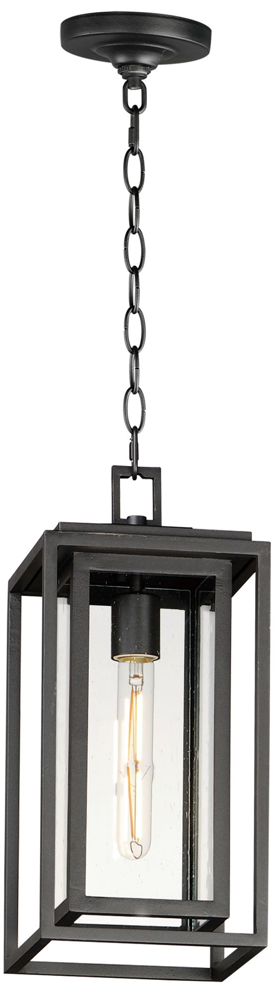 Maxim Cabana 15.5" High Black and Seeded Glass Outdoor Hanging Light