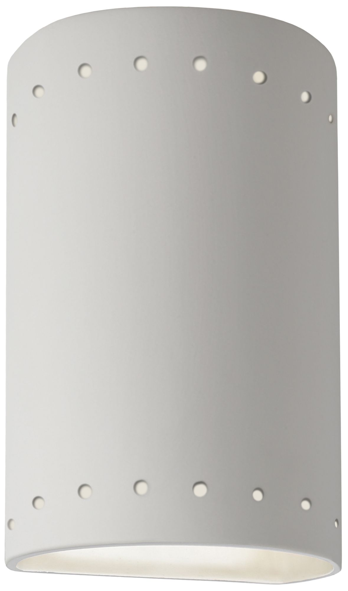 9.5" Ceramic Cylinder Bisque LED Sconce w/ Perfs