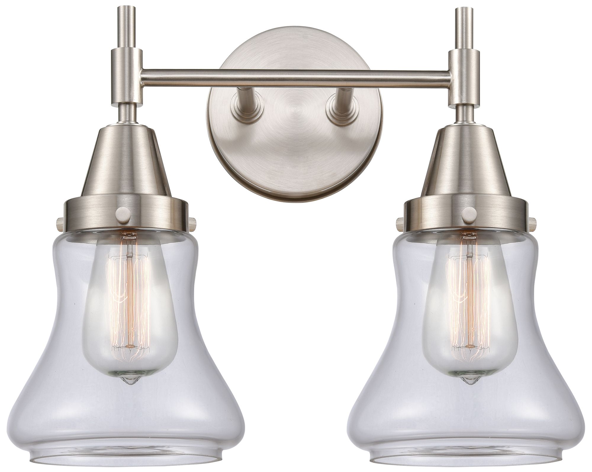 Caden Bellmont 15"W 2 Light Satin Nickel Bath Vanity Light w/ Clear Sh