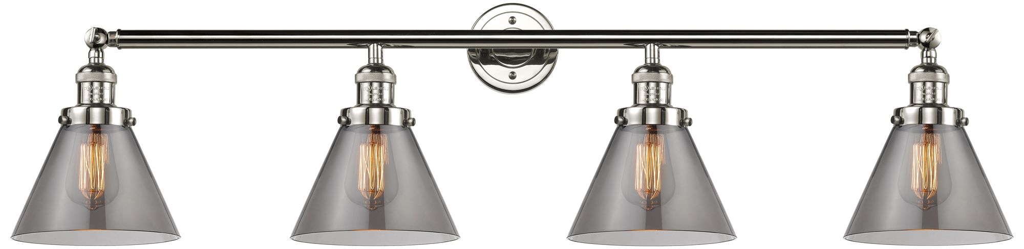 Cone 4 Light 44" Bath Light - Polished Nickel - Plated Smoke Shade