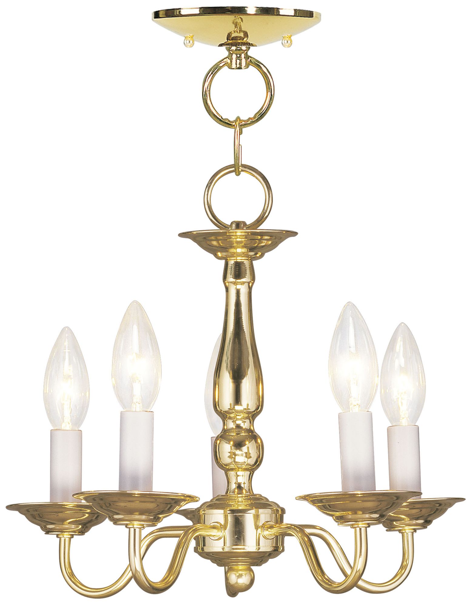5 Light Polished Brass Convertible Mini Chandelier Ceiling Mount
