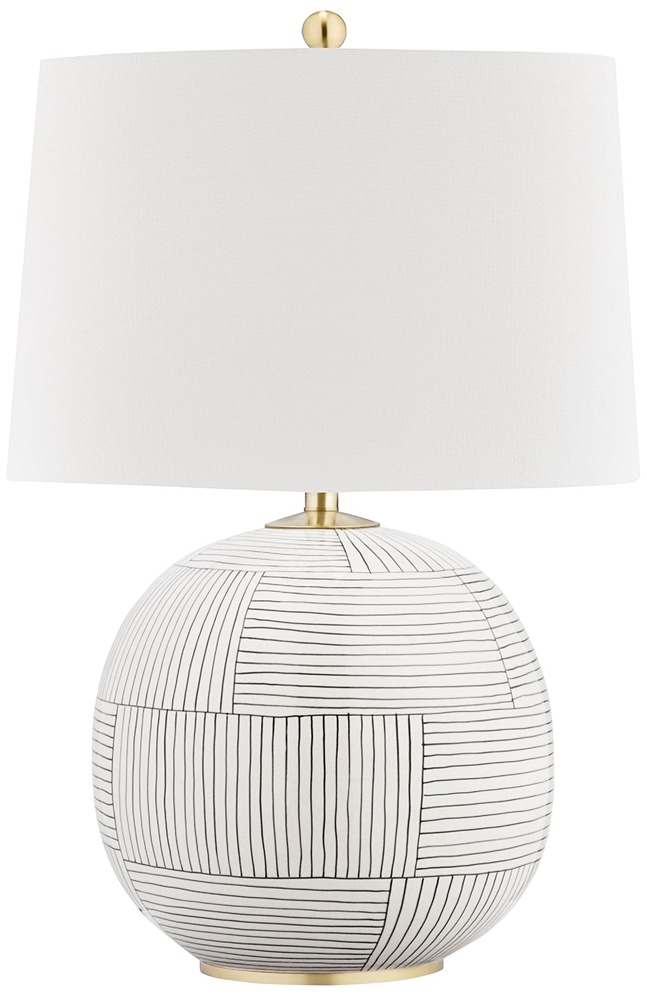 Hudson Valley Laurel White Stripes Ceramic Table Lamp