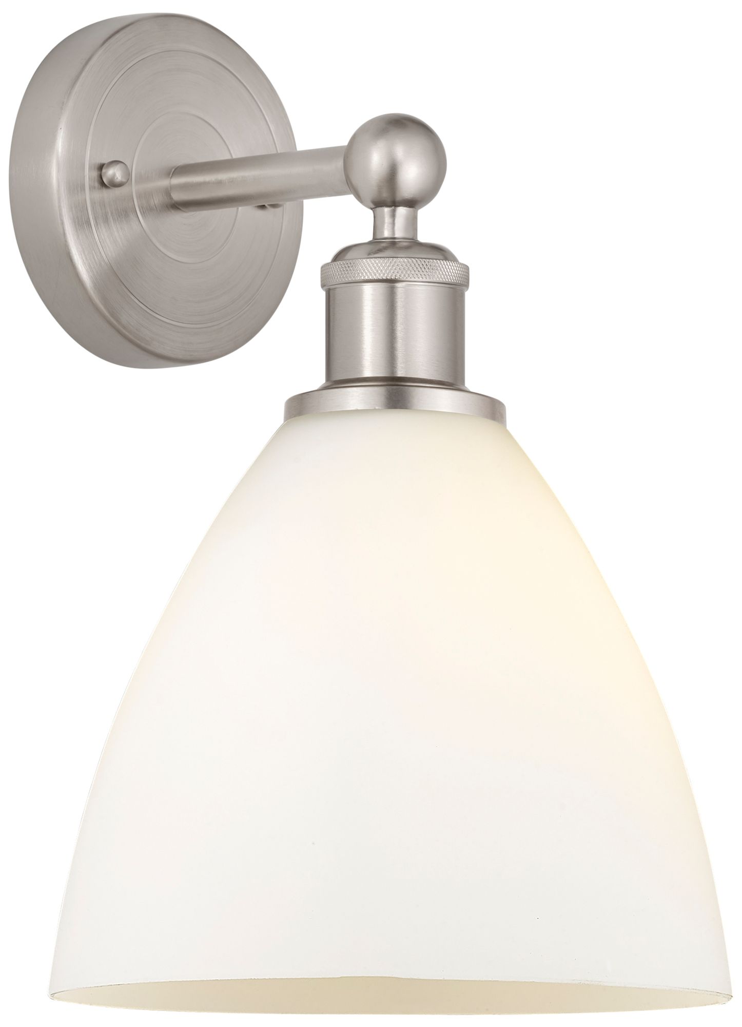 Edison Bristol Glass 8" Brushed Satin Nickel Sconce w/ Matte White Sha