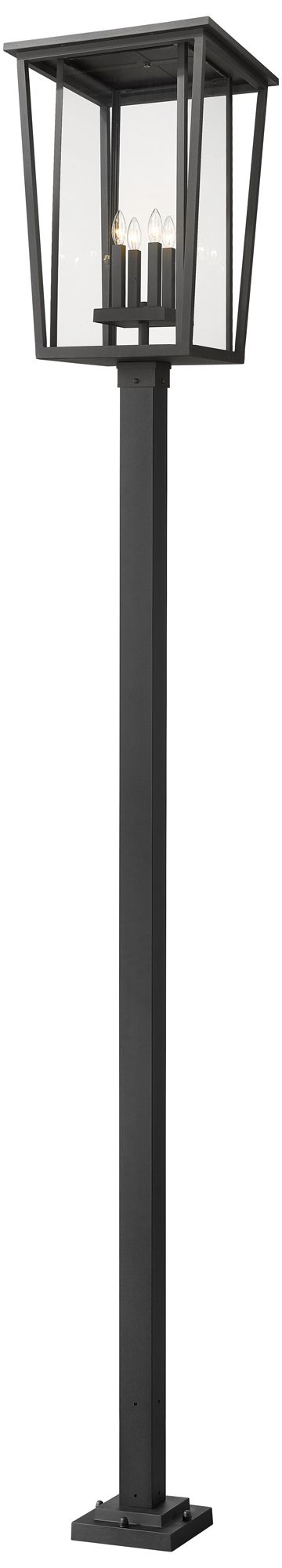 Z-Lite 4 Light Outdoor Post Mounted Fixture in Black Finish