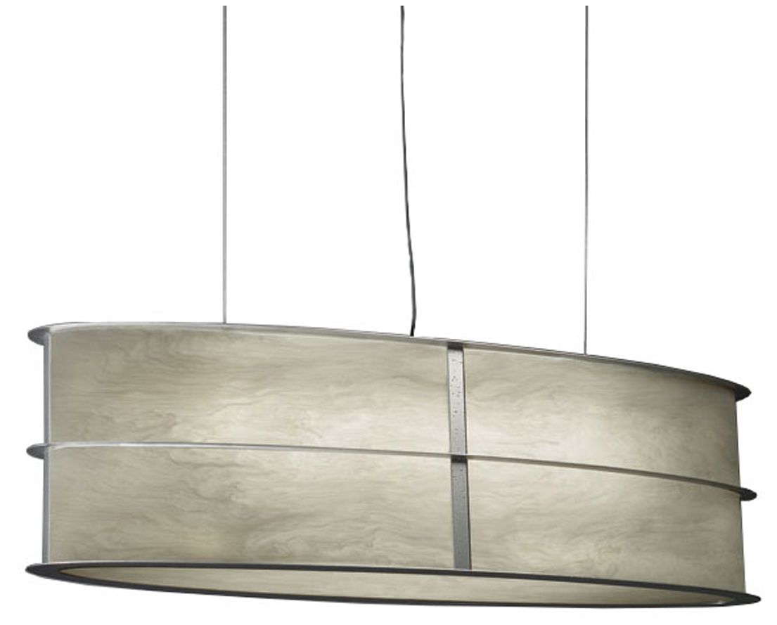 Ellipse 36"W Smoked Silver Faux Alabaster Pendant Triac LED