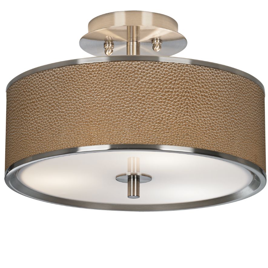 Simulated Leatherette Giclee Glow 14" Wide Ceiling Light