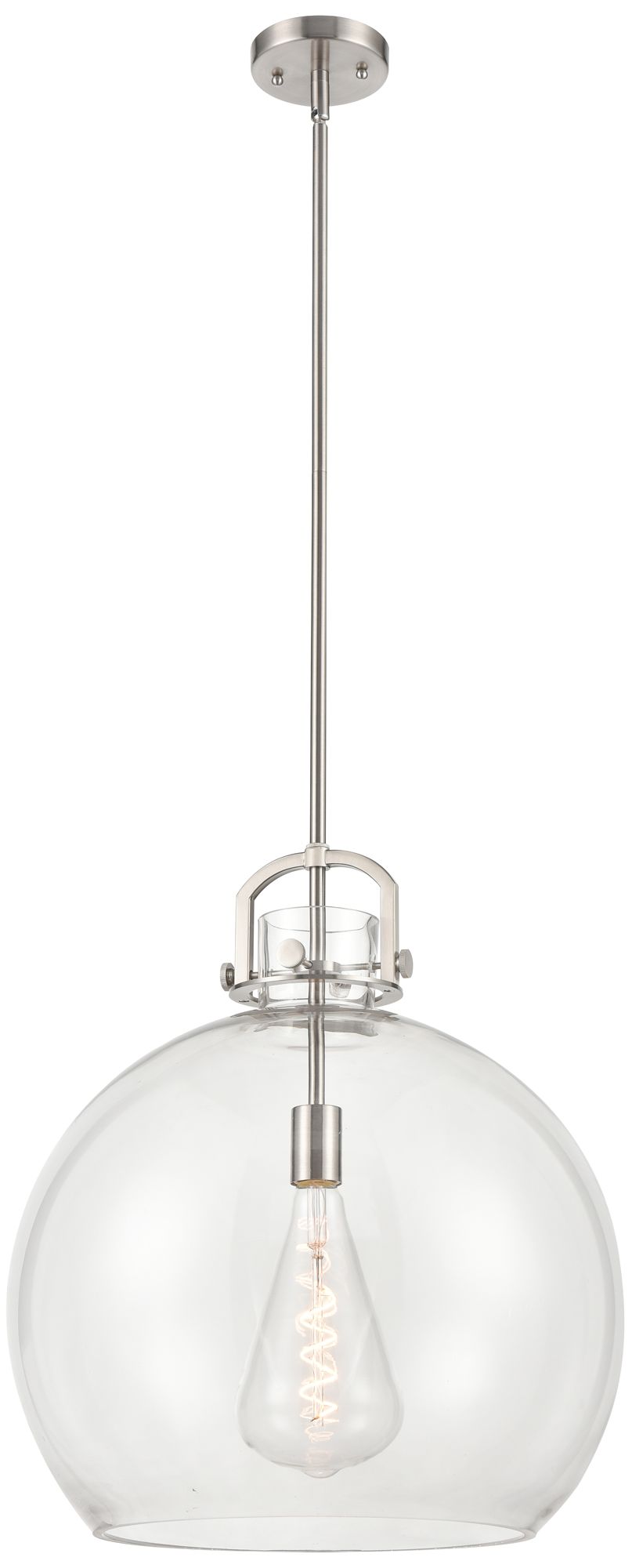 Newton Sphere 18" Brushed Satin Nickel Stem Hung Pendant