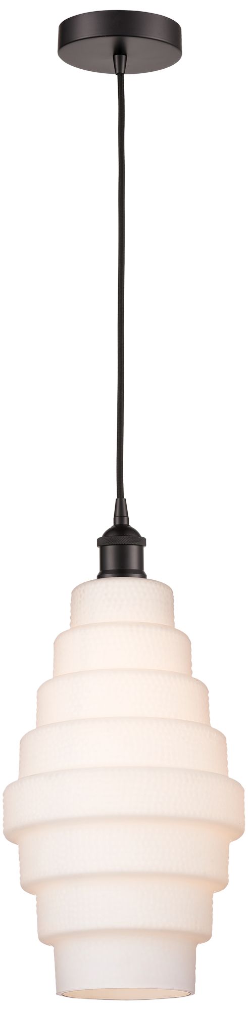 Edison Cascade 8" Wide Oil Rubbed Bronze Mini Pendant w/ White Shade