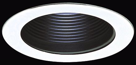 4" Line voltage black phenolic baffle trim.