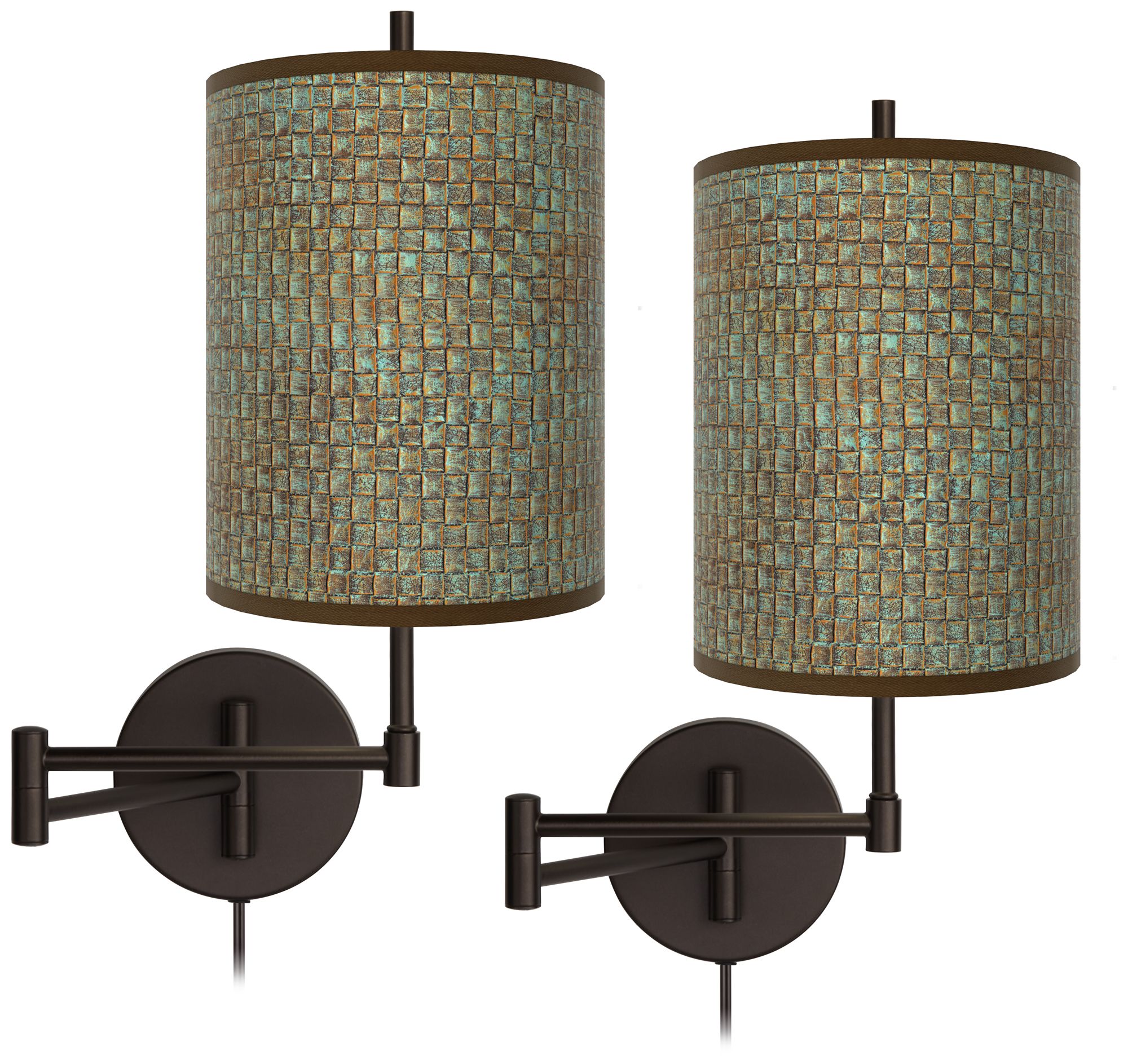 Interweave Patina Tessa Bronze Swing Arm Wall Lamps Set of 2