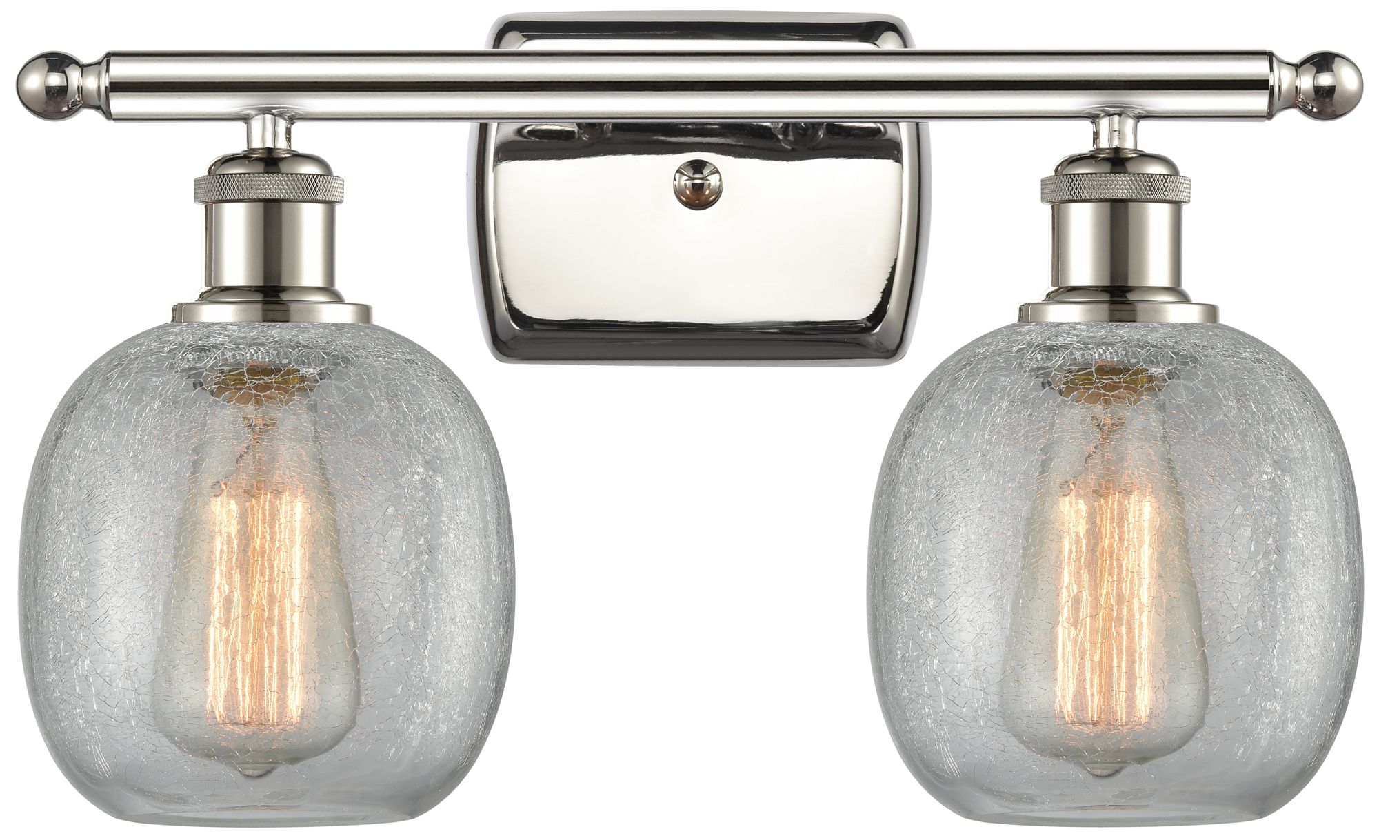 Belfast 16" 2-Light Polished Nickel Bath Light w/ Clear Crackle Shade