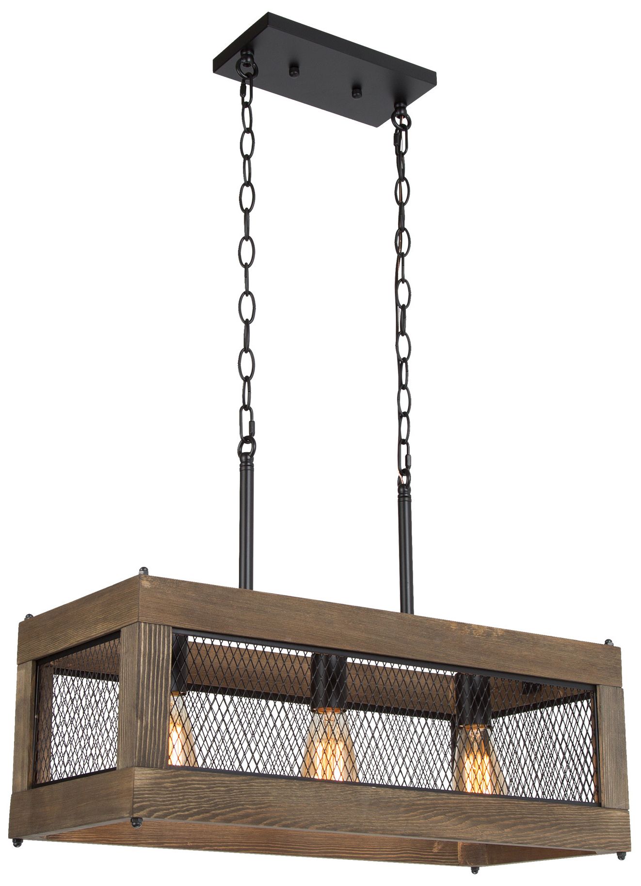 Obilla 23.6" Wide Wood Linear 3-Light Island Chandelier