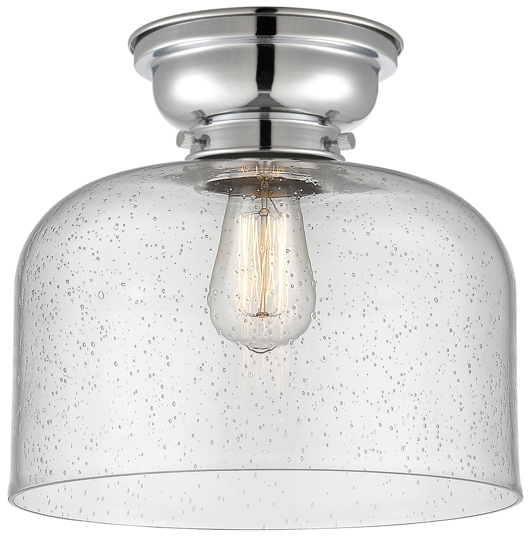 Aditi Bell 12" Polished Chrome Flush Mount w/ Seedy Shade