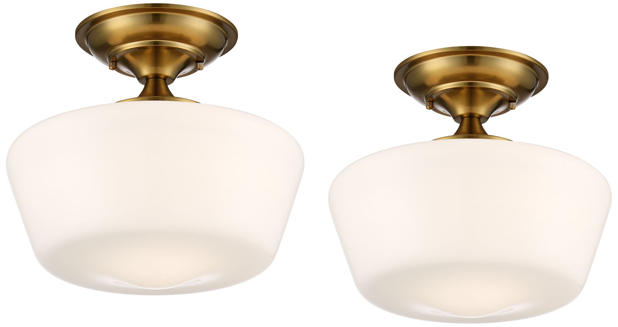 Schoolhouse 12" Wide Soft Gold and White Ceiling Lights Set of 2