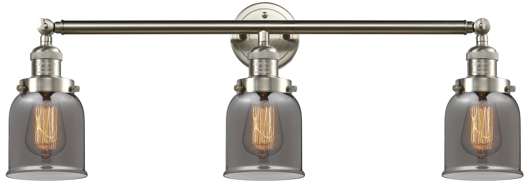 Bell 3 Light 30" LED Bath Light - Brushed Satin Nickel - Plated Smoke