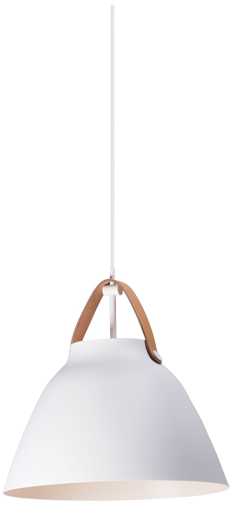 Maxim Nordic 14.25" Wide Tan Leather and White Modern Pendant Light